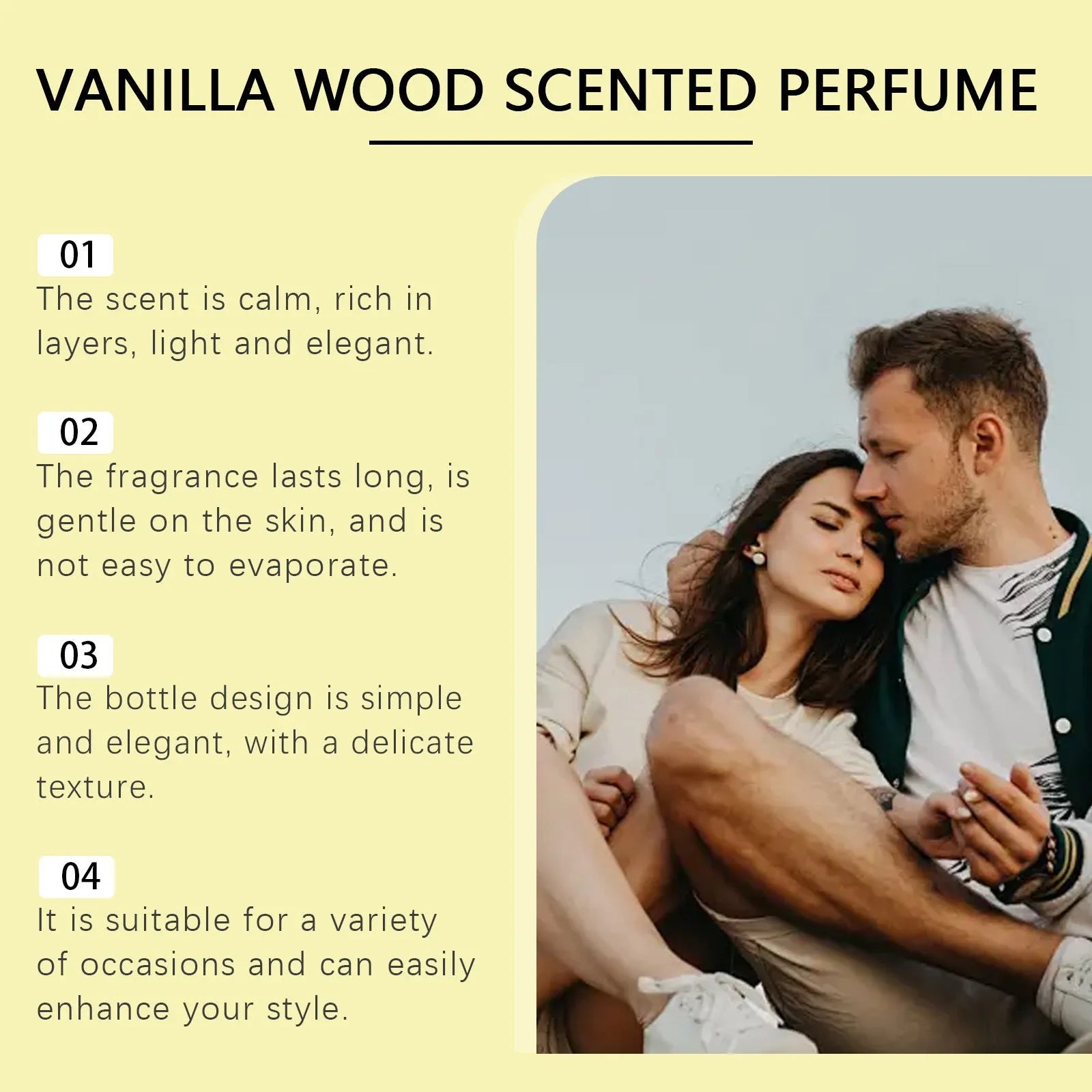 50ml vanilla musk perfume spray bottle with glycerol and botanical extracts