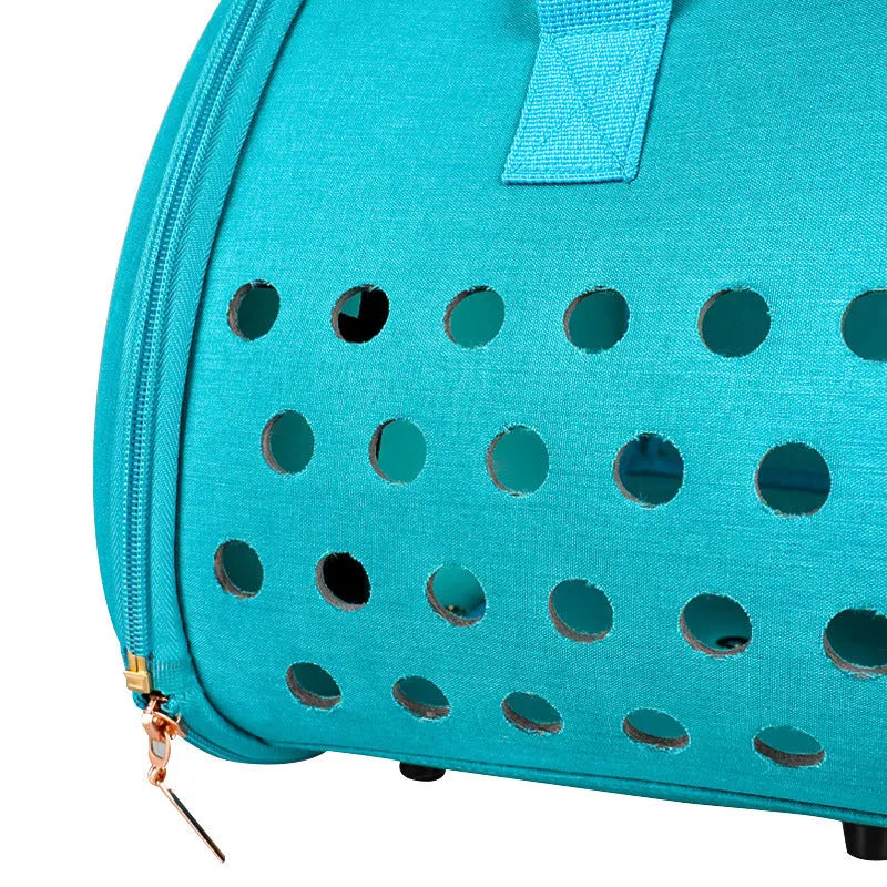 Double Fish transparent PVC pet backpack carrier for small dogs and cats with locking mechanism and ventilation holes, sky blue colour
