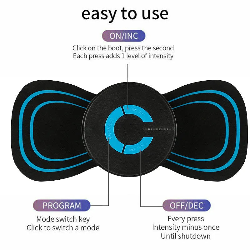 Mini electric shoulder and neck massager HQ-185 black with massage patch and USB cable