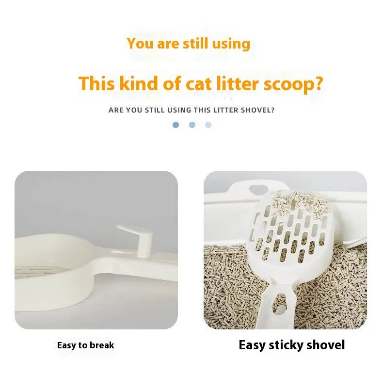 Black metal cat litter scoop with 0.8cm slot spacing for sifting clumping and non-clumping litter