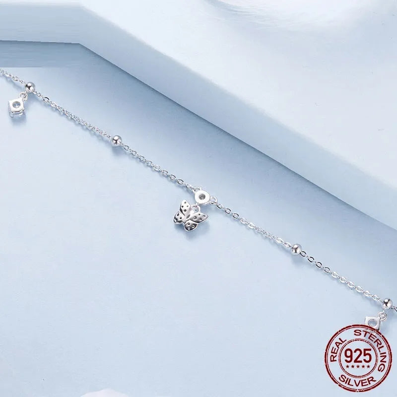Adjustable 925 silver butterfly anklet for women with simple all-match design and BST012 colour option