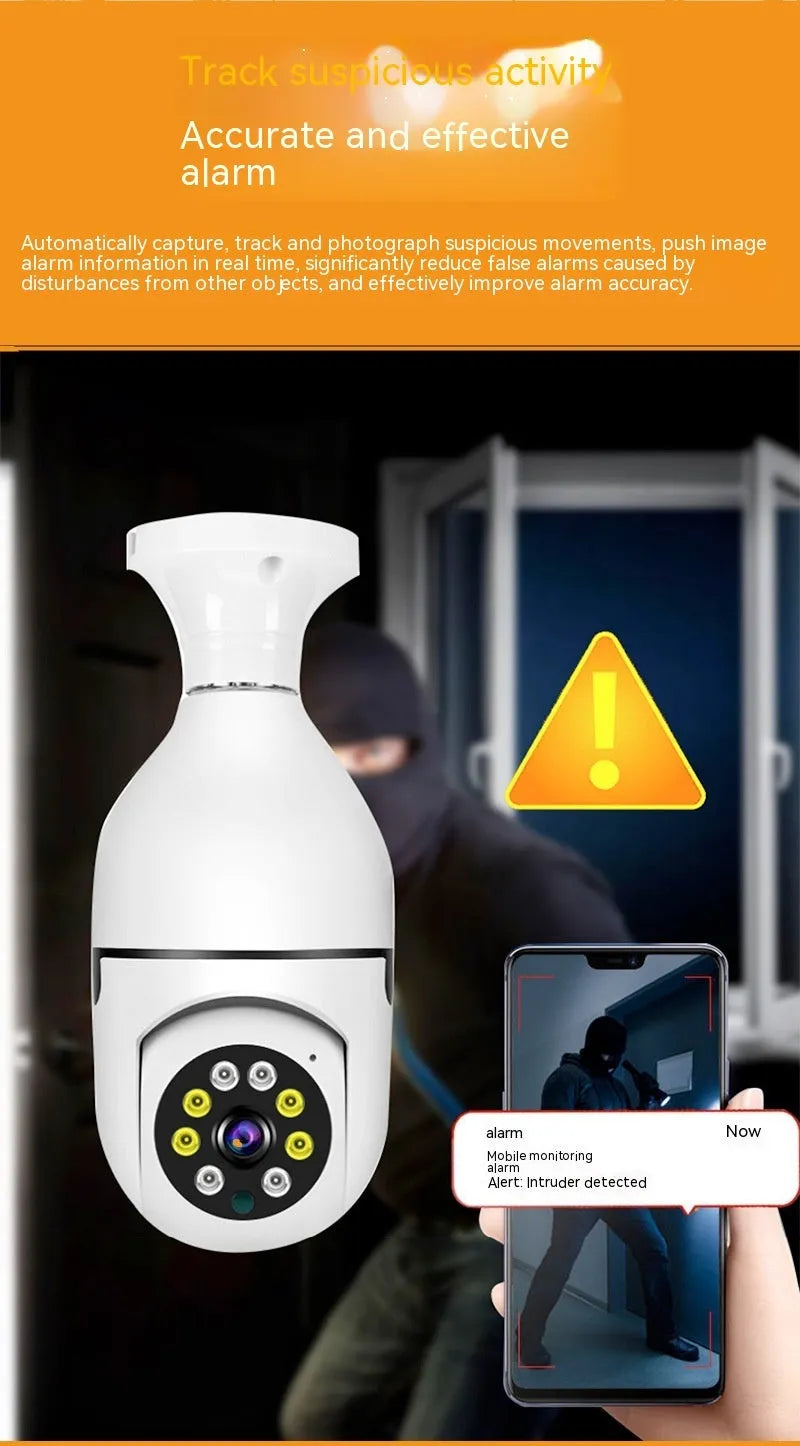 Wireless bulb security camera showing 5cm by 12cm dimensions with lamp holder fitting