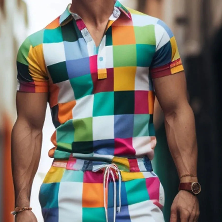 Men's slim fit digital print T-shirt in polyester fibre, short sleeves, colour style G32P1102, size range S to 6XL
