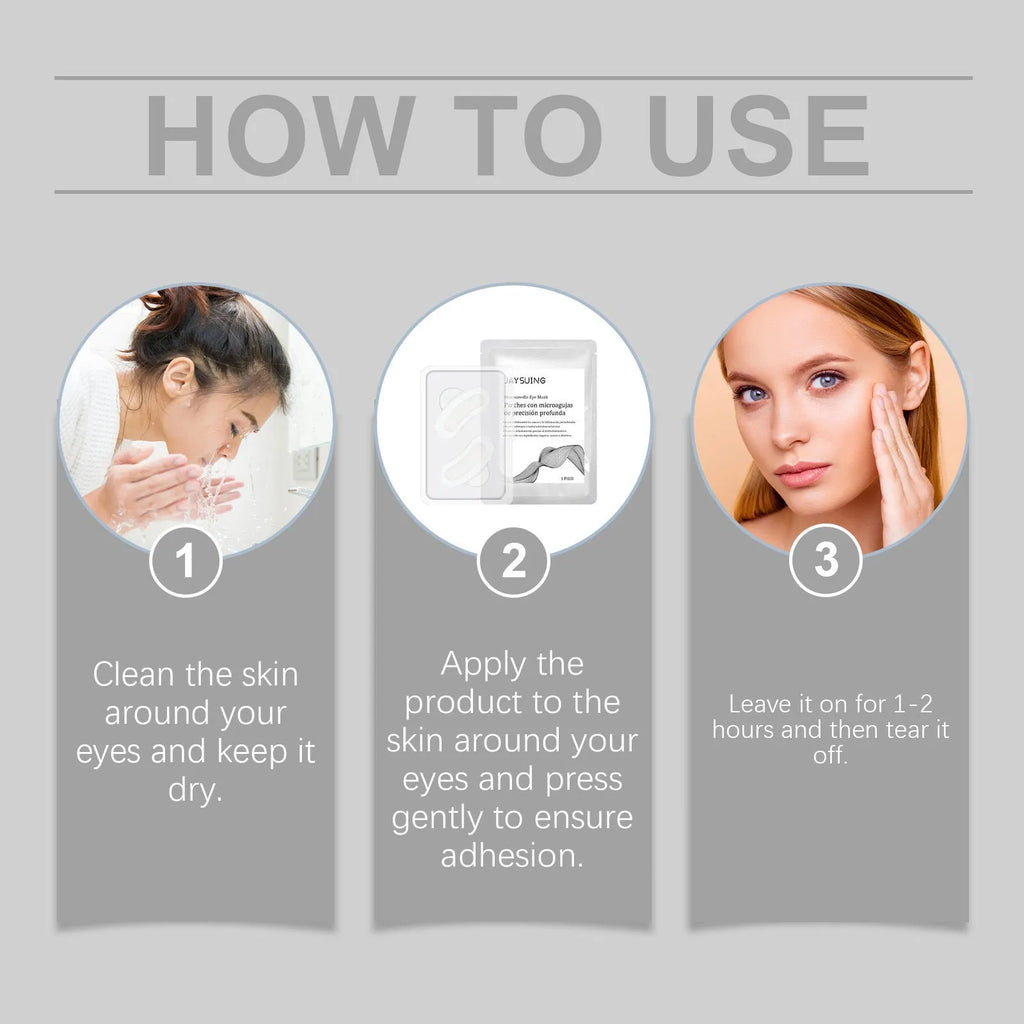 Single pair of micro needle eye mask patches for skincare application.
