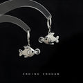 Copper bubble fish earrings with electroplated finish and animal modelling design