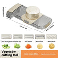 Transparent 2in1 multifunctional vegetable cutter with five blades and draining basket on countertop