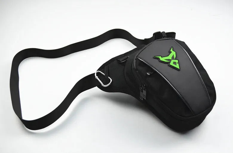 Motorcycle leg bag in Oxford cloth with crossbody, shoulder, waist, and leg mounting options