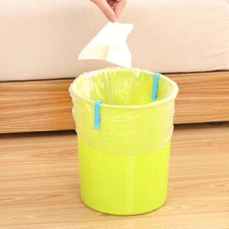 PP plastic non-slip clip for attaching a bin liner to the side of a trash can.