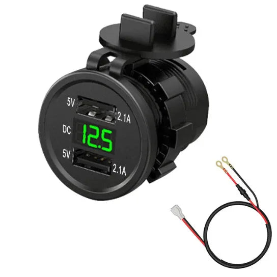 Snap-on waterproof motorcycle USB fast car charger with blue light indicator