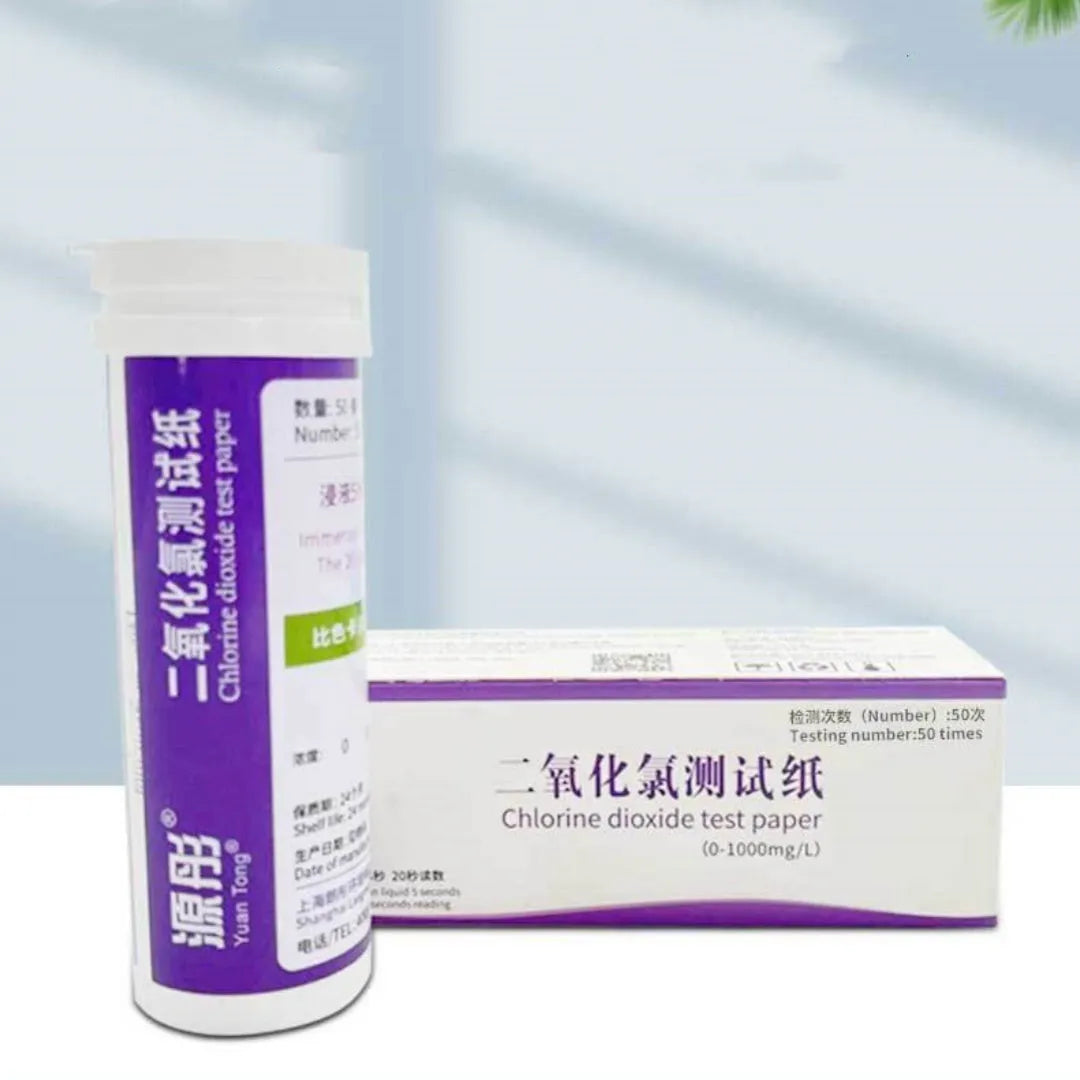 Chlorine dioxide test paper bottle with 50 pieces for 0-1000mg/L waste water concentration detection