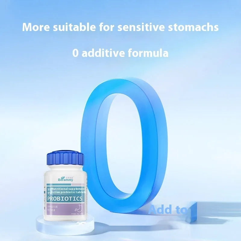 Sealed bottle of 180 Pet Active Probiotic Tablets for dog and cat digestive health support.