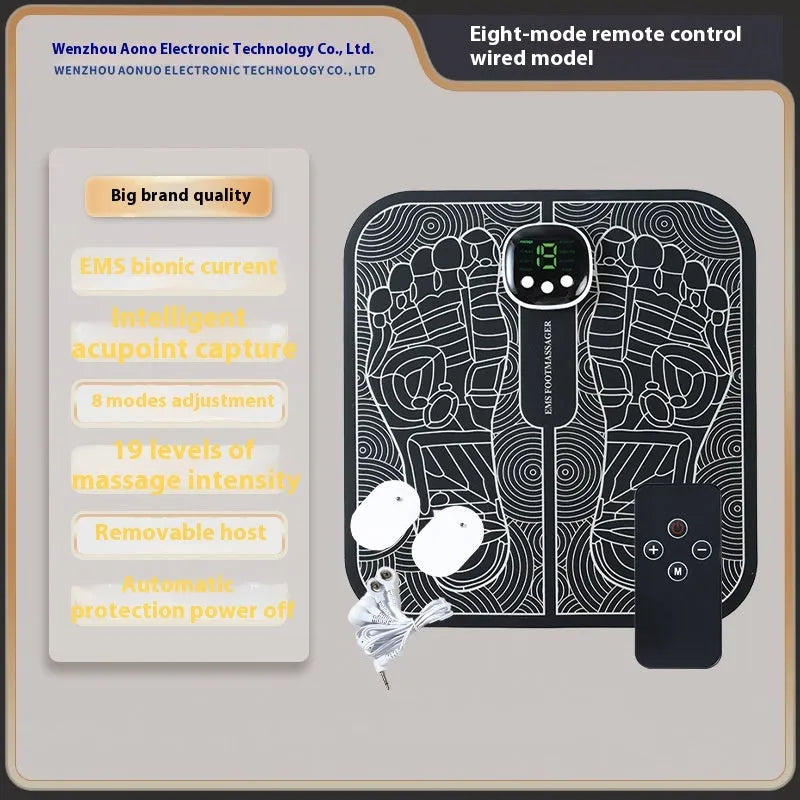 USB rechargeable reflexology foot massager mat with remote control and adjustable settings