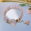Pink crystal women's bracelet with peace buckle clasp and adjustable closure