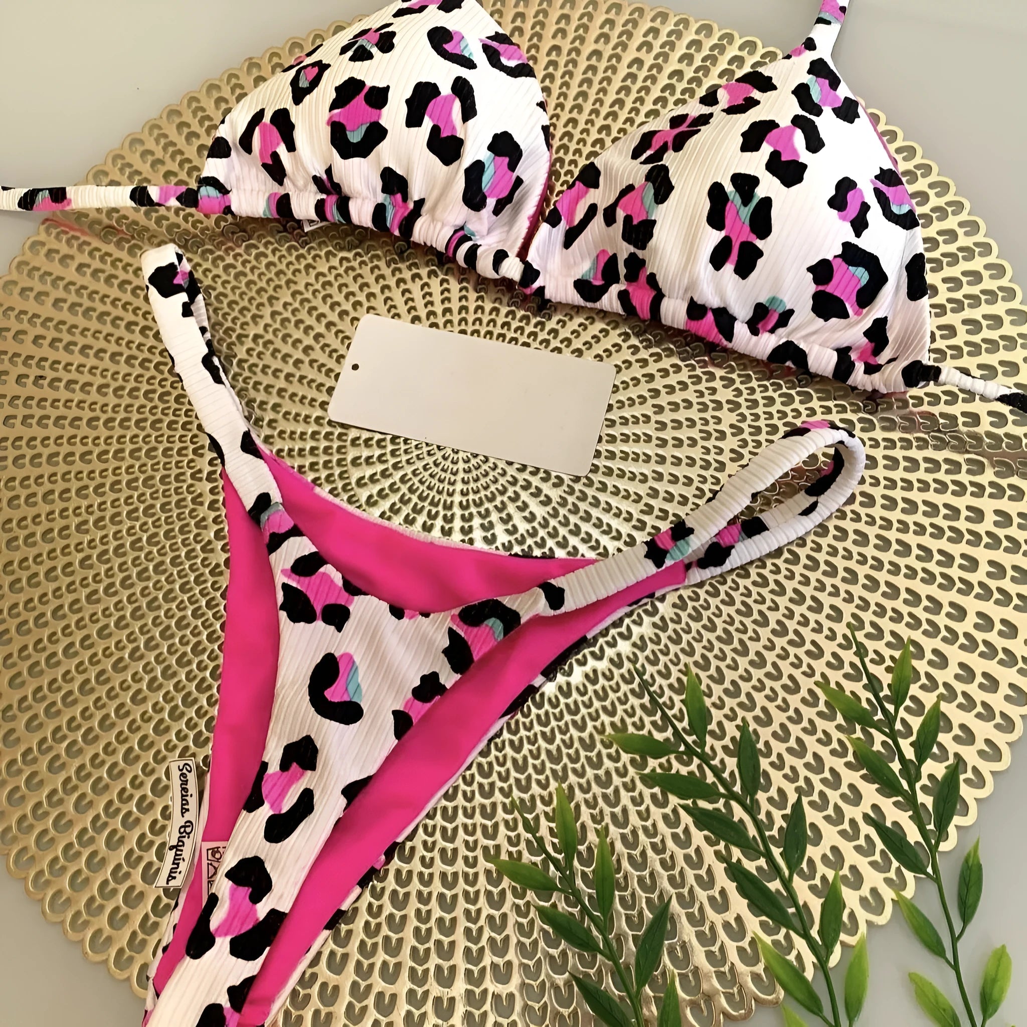 Women's printed bikini swimsuit in a briefs style with quick-dry fabric, shown in colour RT2110.