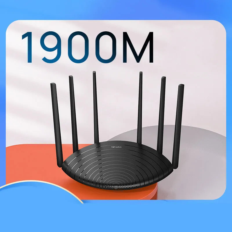 TP-Link TL-WDR7661 AC1900 Gigabit wireless router in a compact black design.