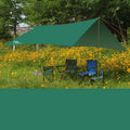 Sun shade camping canopy tent 3x3m with iron poles and 210D Oxford cloth in fruit green colour set up outdoors