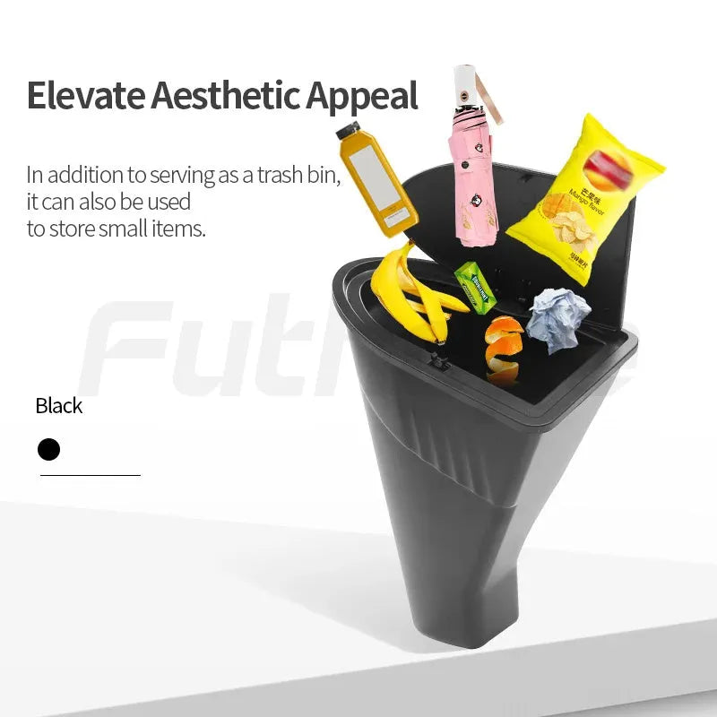 Two black ABS plastic storage boxes designed for Tesla Model Y front door pockets