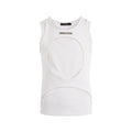 Men's loose-fit sleeveless waistcoat in black hollow weave cotton fabric on a hanger