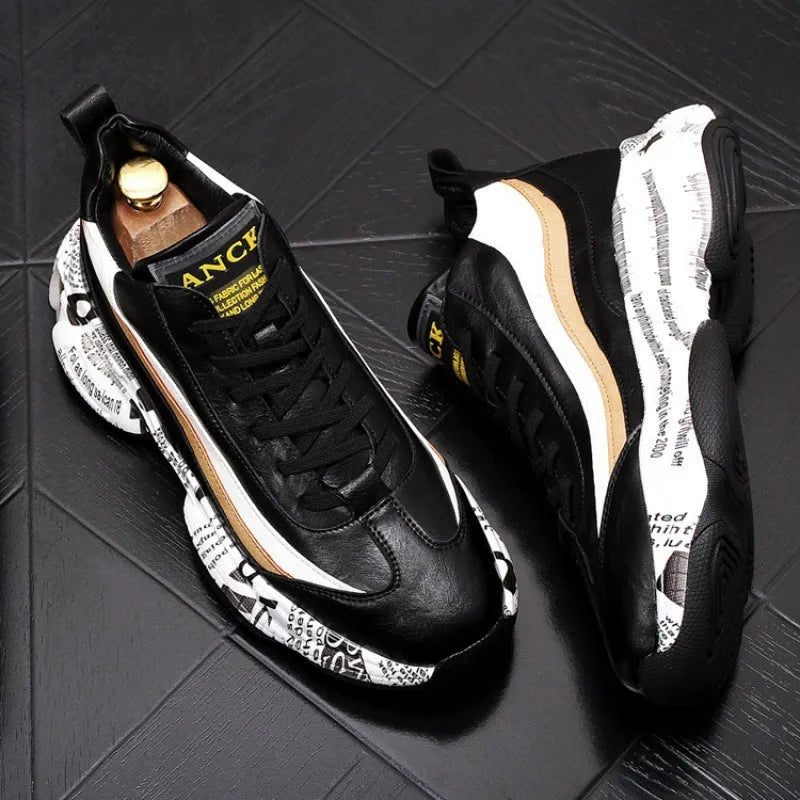 Pair of casual men's high-top sneakers in microfiber, black colour with colour-matched detailing