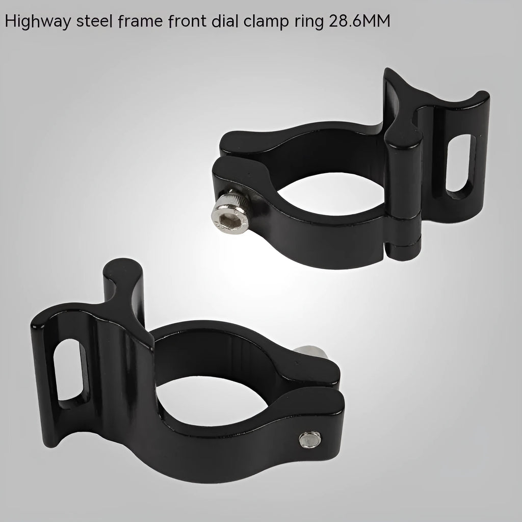 Black aluminium alloy vehicle clamp ring with 28.6mm diameter for heavy-duty mounting applications