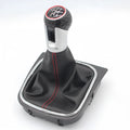 Leather gear knob with dust boot for manual Volkswagen Golf 5, 6, and 7.