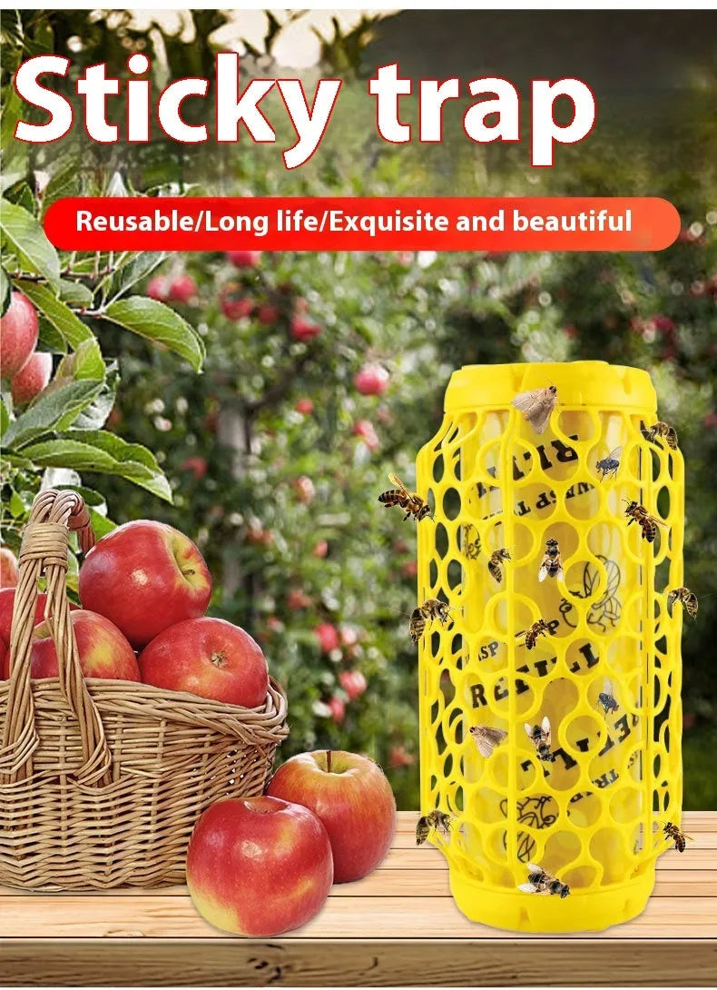 Hanging hornet catcher with sticky catchers and outer mesh, made from PP, for outdoor insect control