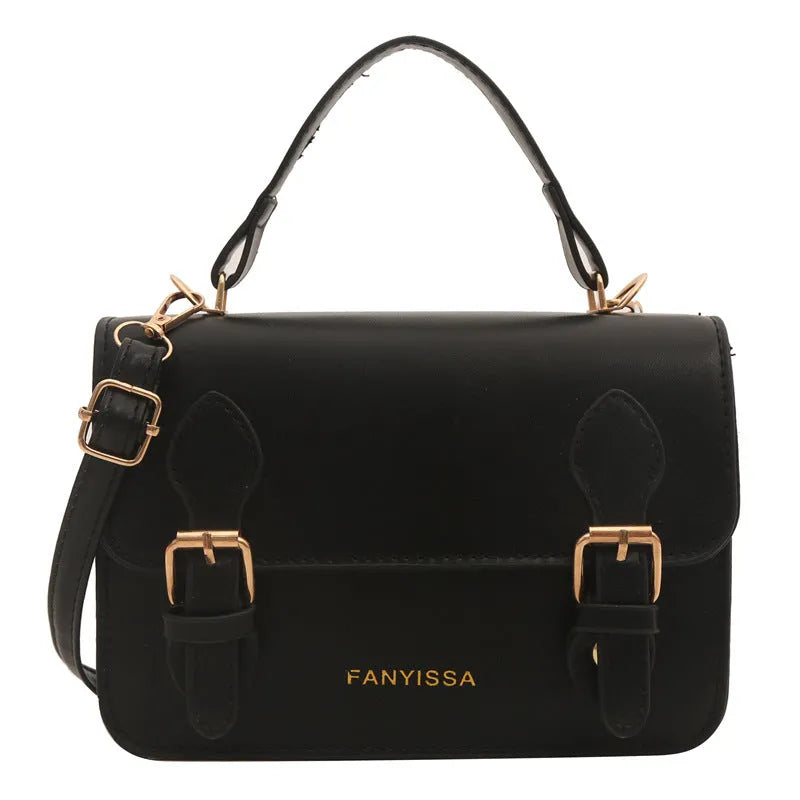 Soft PU small square bag in Western style, horizontal shape, available in six colours including black and khaki