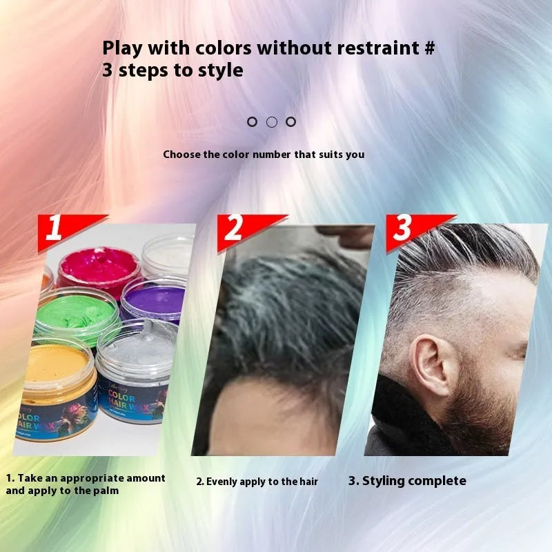 120g jar of strong hold hair styling clay in multiple colours on a white background.