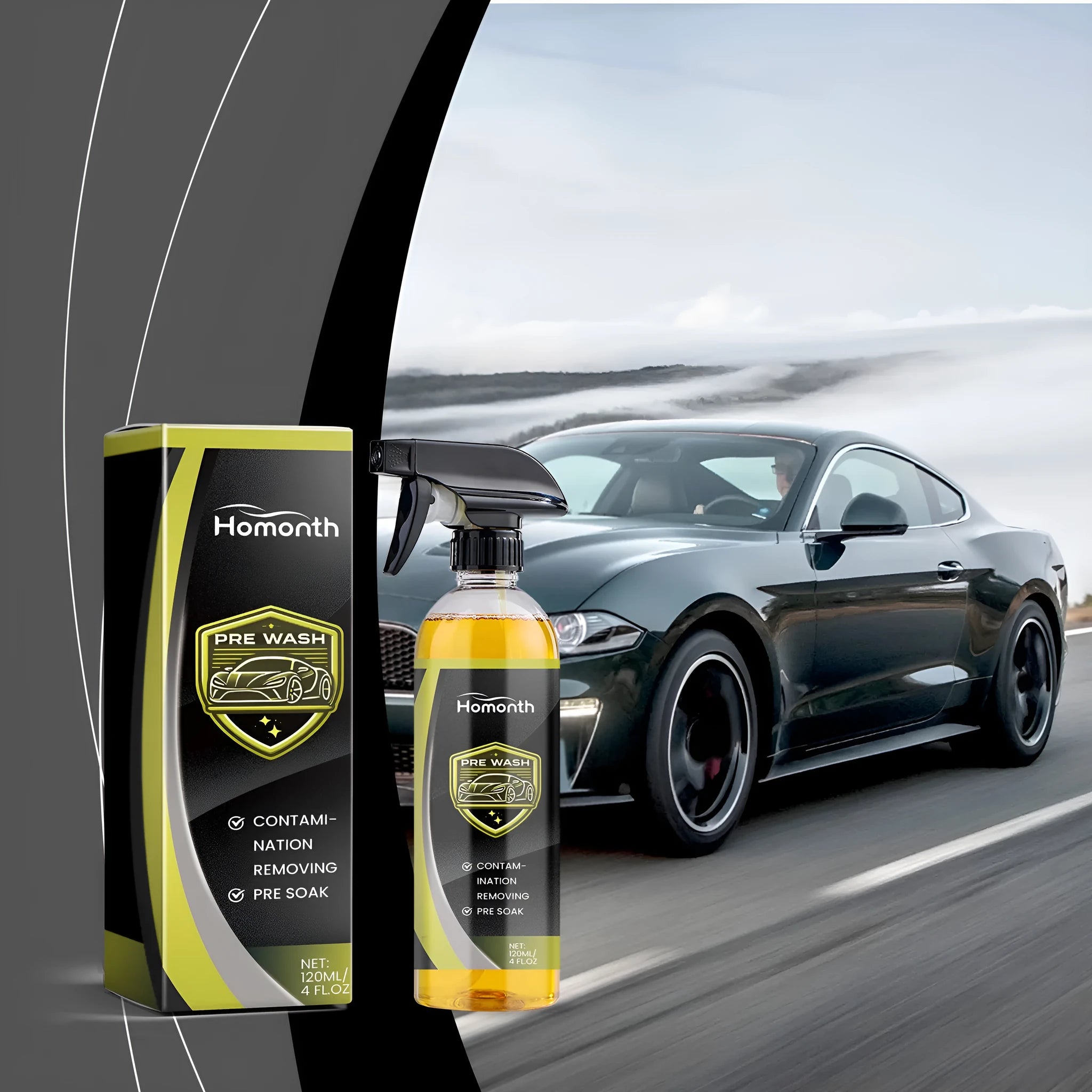 Homonth Automotive Detergent Wipe Free Car Wash Liquid 120ml bottle