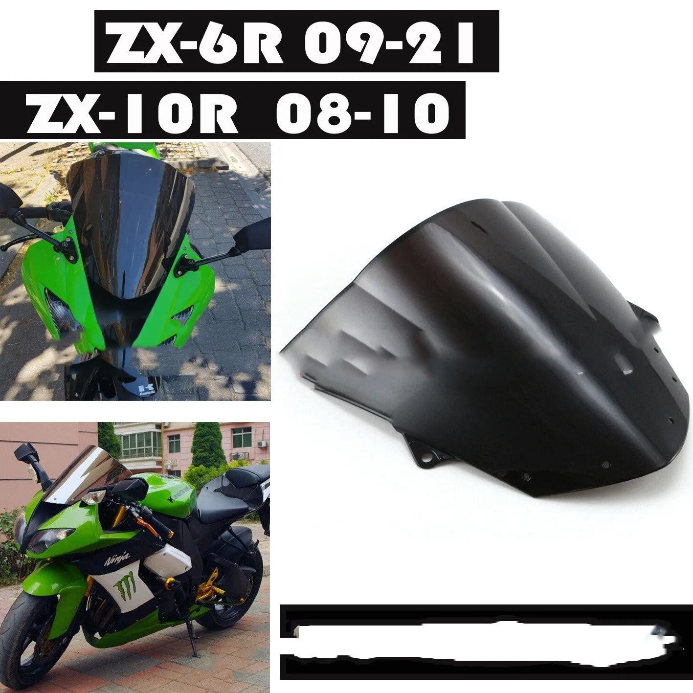 Kawasaki motorcycle replacement windscreen in blue and brown tint options for ZX-6R and ZX-10R models