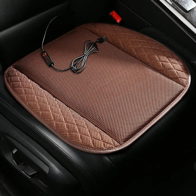 USB-powered ventilated car seat cushion in multiple colours with integrated cooling fans