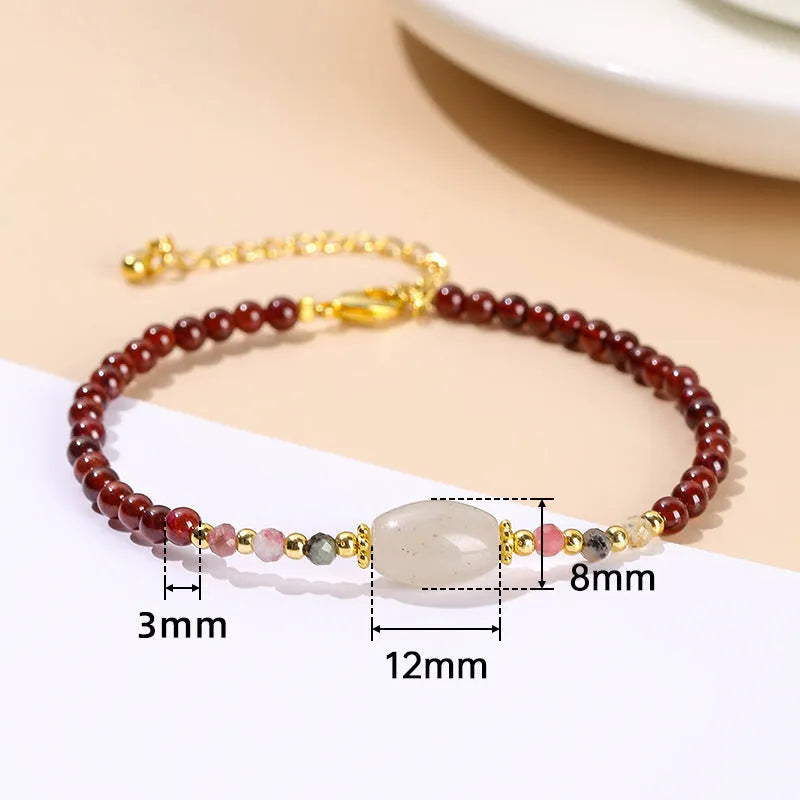 Girls crystal agate bracelet with manual processing showing natural bead colours and charm shapes