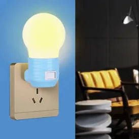 Round plug-in baby night light lamp body in white blue or pink shell with 45x90x45mm dimensions