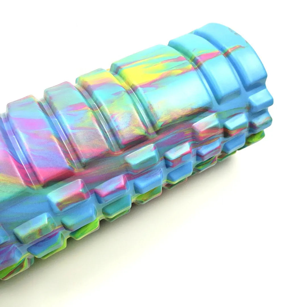 33cm camouflage pattern EVA foam roller shown in multiple colour options for fitness and recovery use