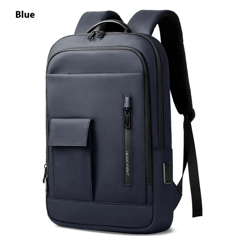 Lightweight Oxford cloth men's backpack in a solid colour with sewing line details.