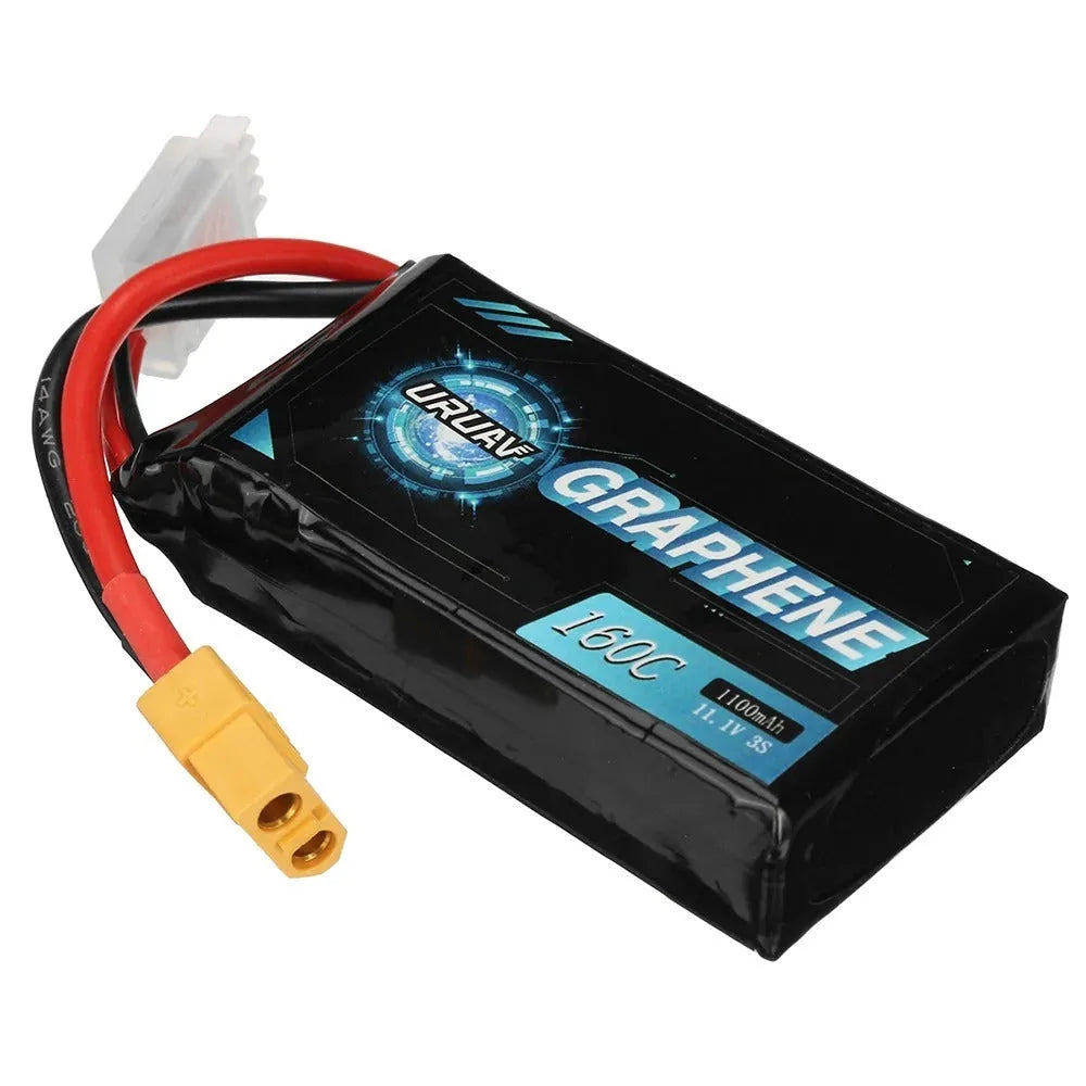 7.4V 1200mAh RC lithium battery pack with dimensions 15x36x70mm.