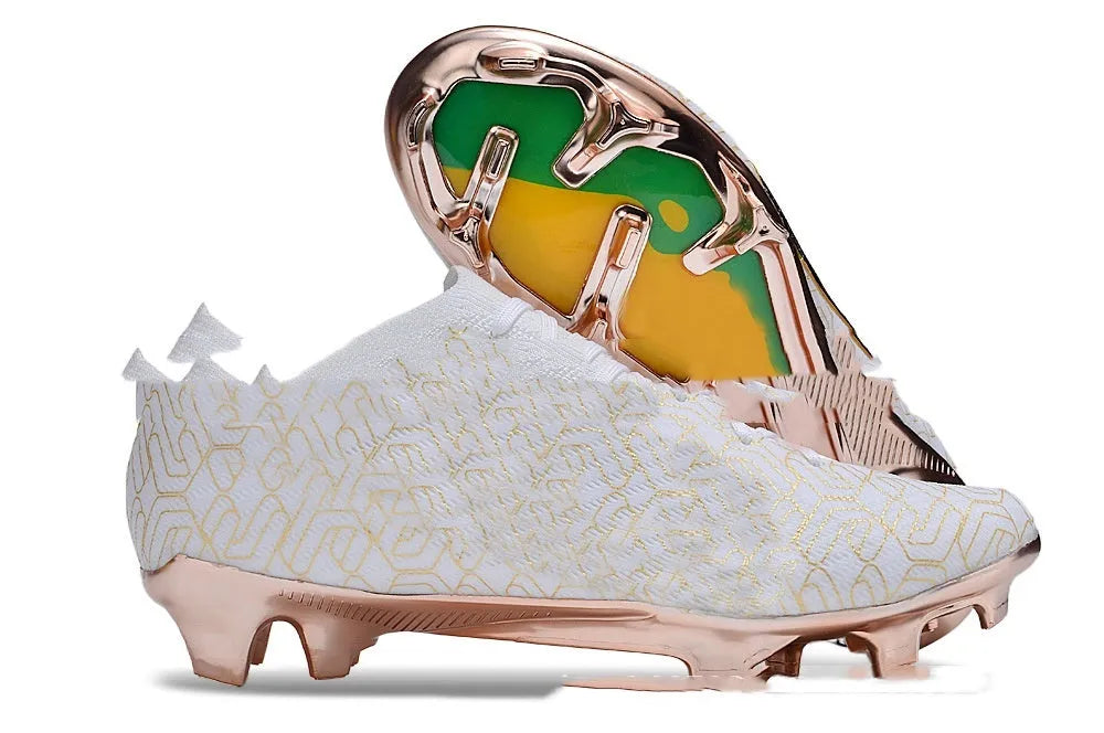 Men's built-in air cushion waterproof knitted football shoes with FG studs on rubber sole