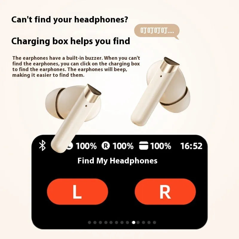 Smart Bluetooth headset in black with digital display screen and breathing light, in-ear style