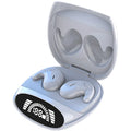 Binaural Bluetooth headset with noise reduction in black, featuring ear-sticking design and Jerry chip for wireless calls up to 10 metres