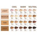 Liquid concealer pen showing 24 colour shades for waterproof, sweatproof coverage and contouring.