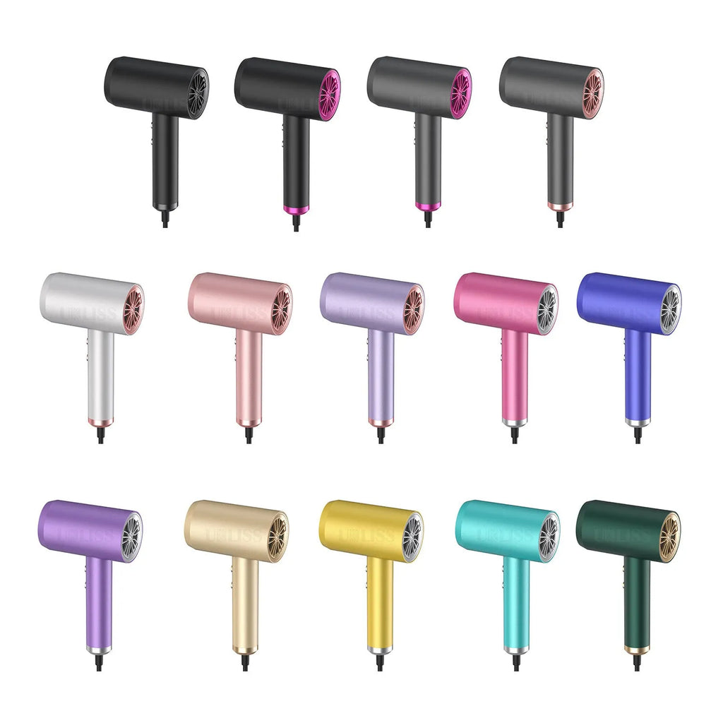 Grey PA nylon hair dryer with hot and cold air, three speed gears, diffuser and air collector, EU or US plug