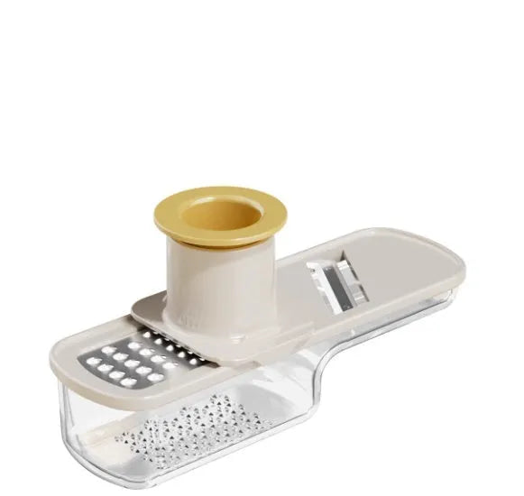 Stainless steel three-in-one ginger garlic grinder and potato slicer in beige colour