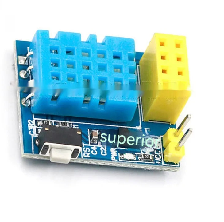 Compact DHT11 WiFi node module for temperature and humidity sensing, measuring 25mm by 21mm.