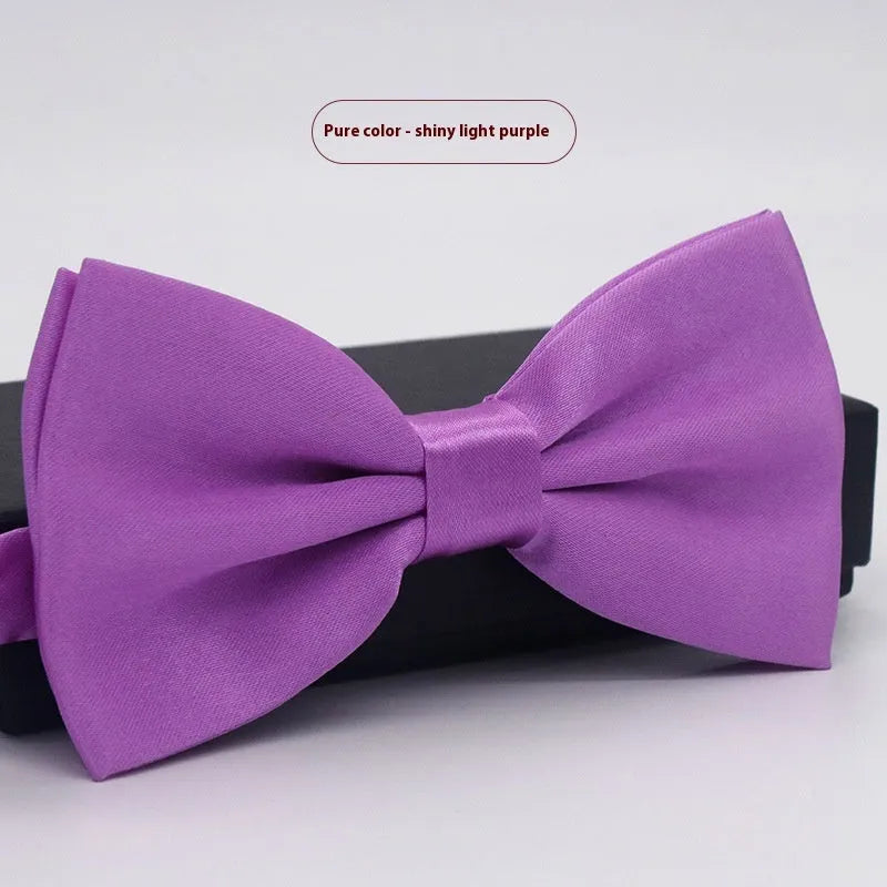 Solid colour flat head polyester bow tie for formal wear and weddings