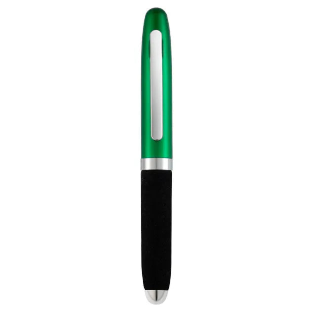 Metal ballpoint pen with EVA cap showing 1.0mm tip and compact 112mm length