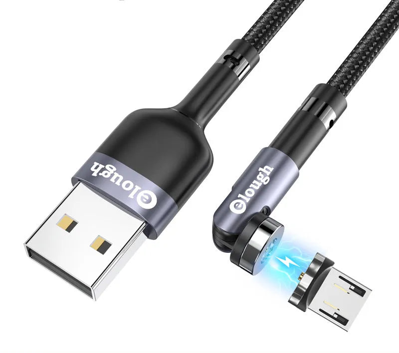 Elough 540-degree rotating magnetic charging cable 3-in-1 with 8PIN, Micro USB, TYPE-C, grey or red, lengths 0.5m to 3m.