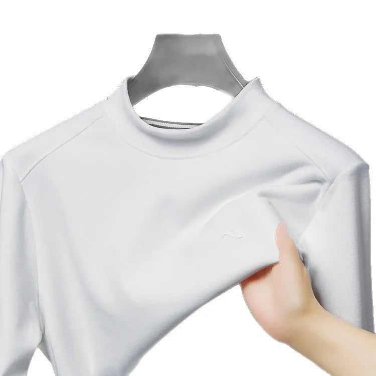 Men's crew neck long sleeve t-shirt, solid colour loose fit, sizes 165-190, polyester, black grey khaki white yellow coffee