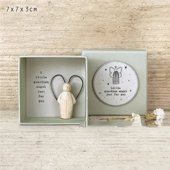 Resin guardian angel ornament in multiple styles including couple design and modern simplicity aesthetic