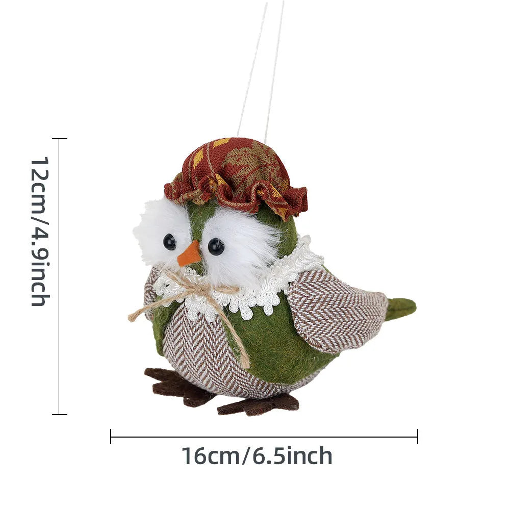 Thanksgiving owl harvest bird pendant ornament in orange and green colours