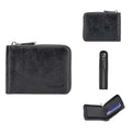 Leather anti-theft credit card zipper wallet with embossed pattern and extended capacity design